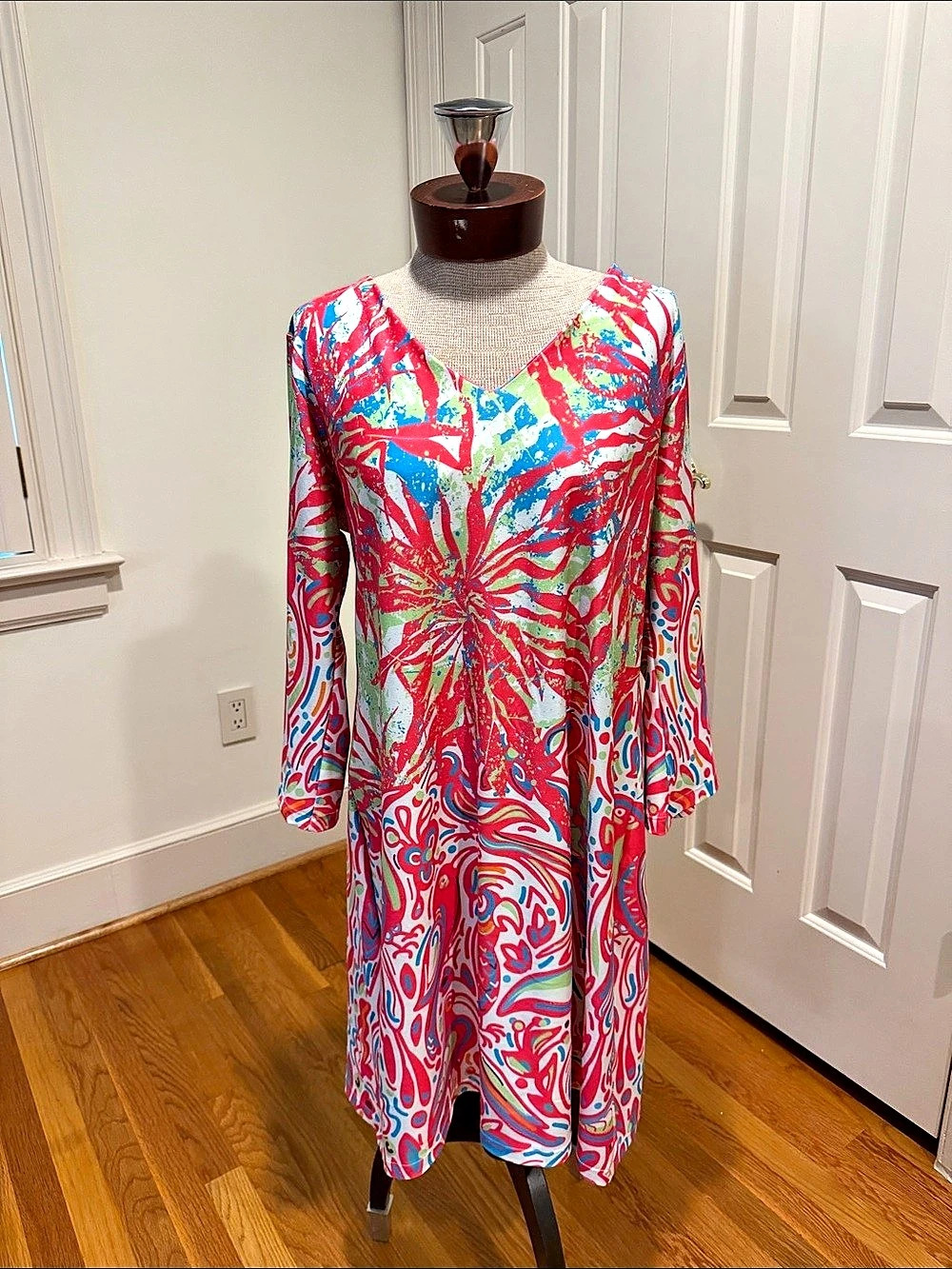 PARISOU RESORT Abstract Print Midi Dress  Like New
